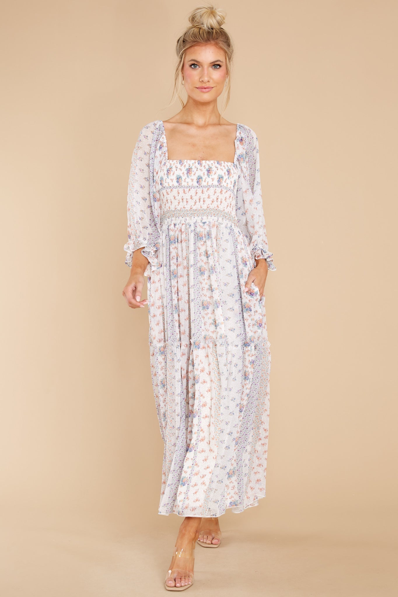 Sonic Bloom Ivory Multi Floral Maxi Dress