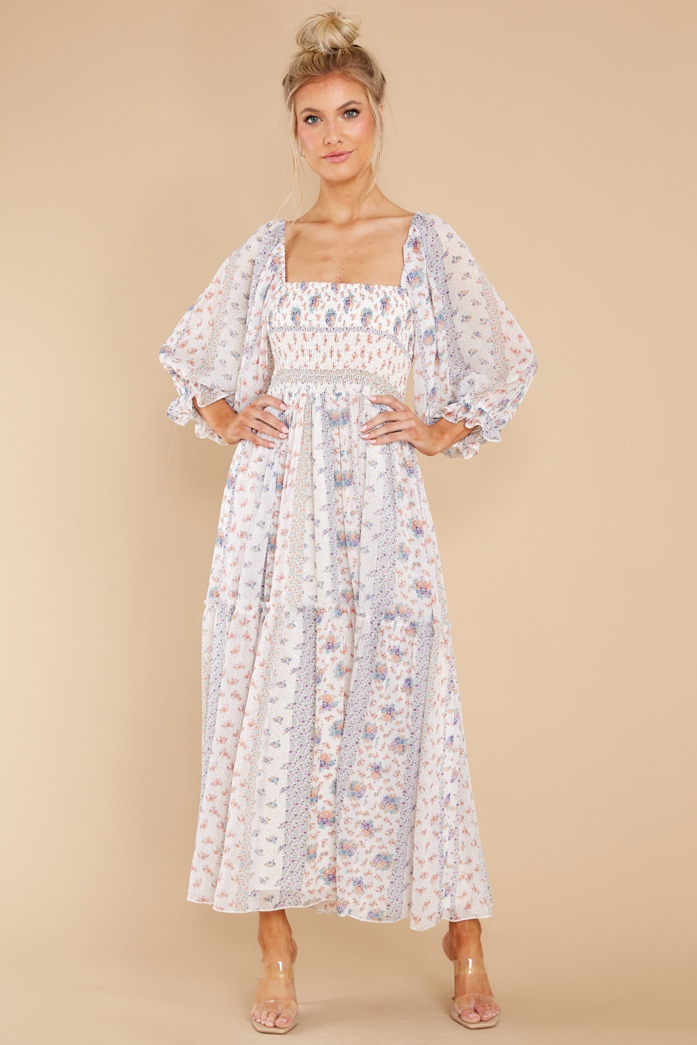 Sonic Bloom Ivory Multi Floral Maxi Dress