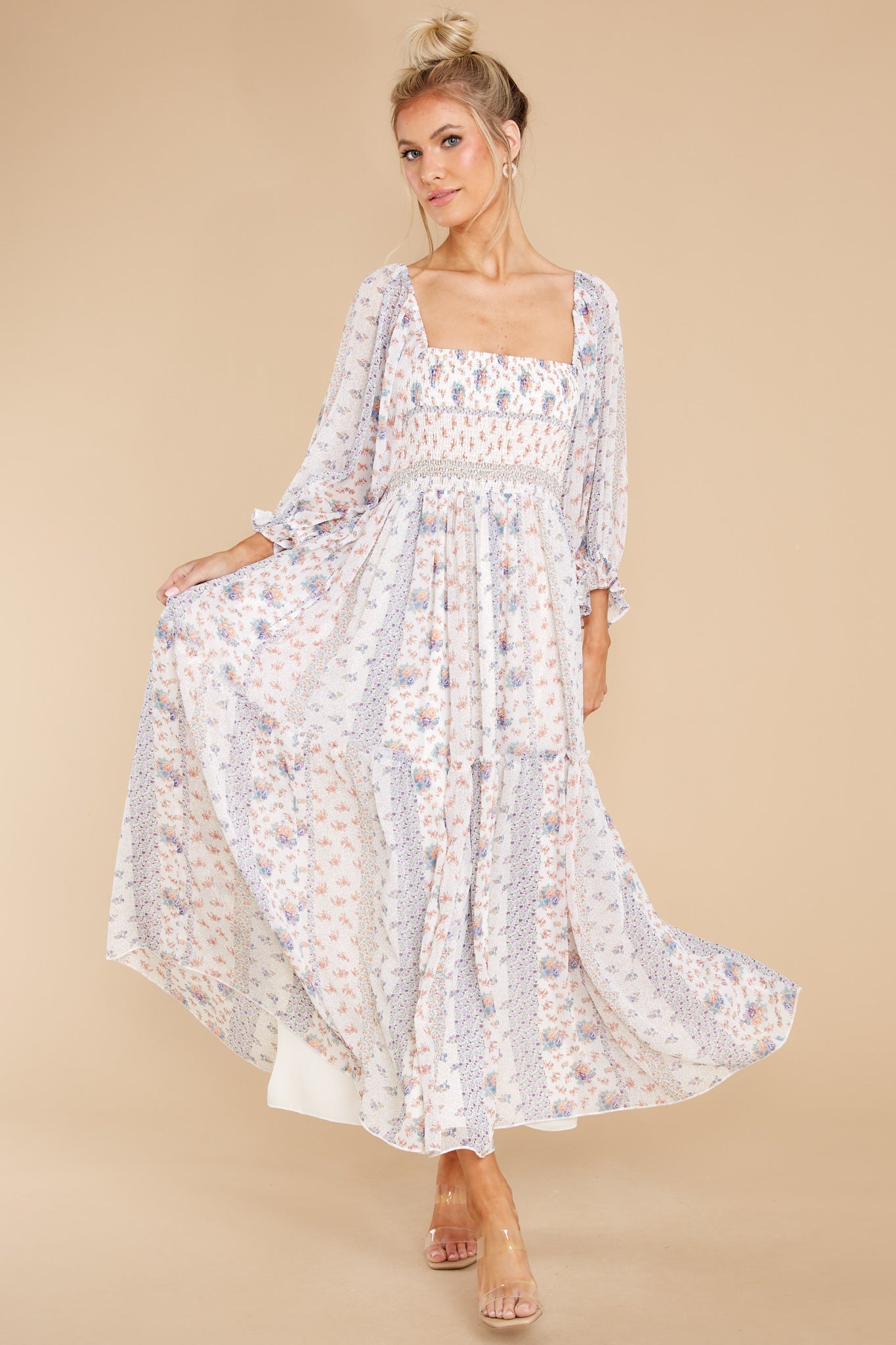 Sonic Bloom Ivory Multi Floral Maxi Dress