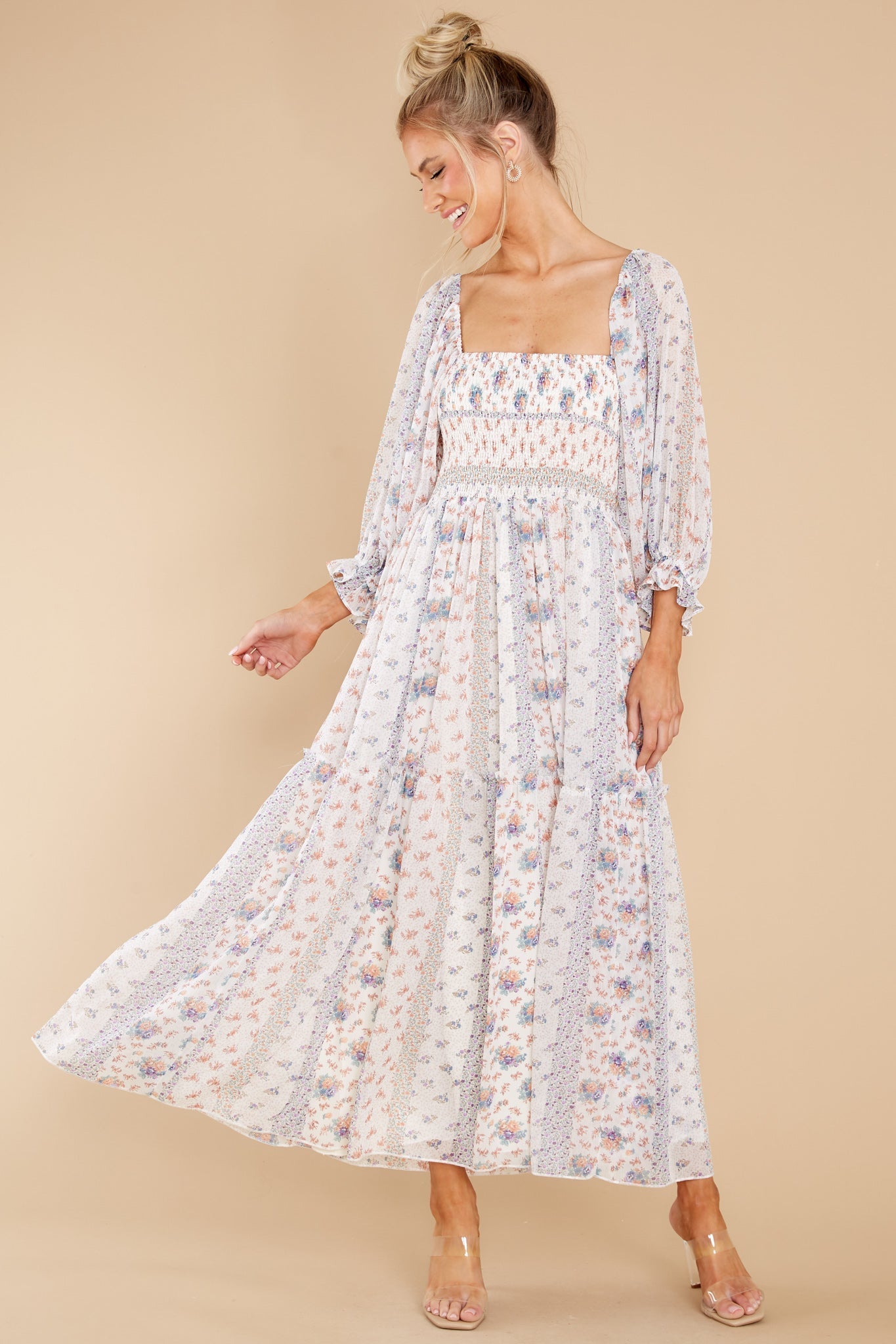 Sonic Bloom Ivory Multi Floral Maxi Dress