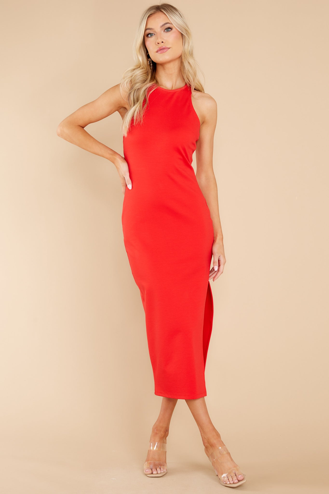 Sparks Will Fly Red Midi Dress