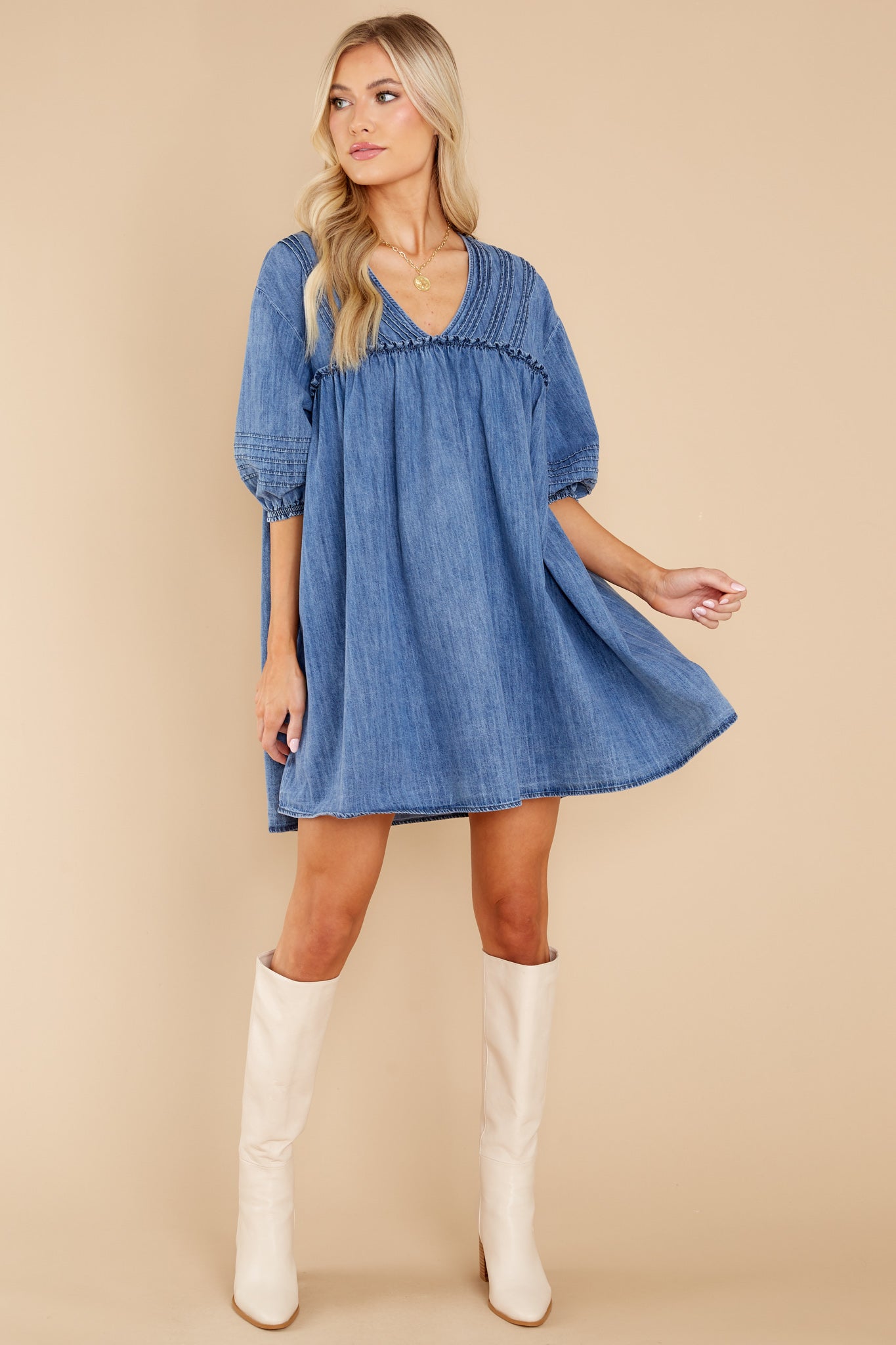 Alluring Joy Dark Chambray Dress