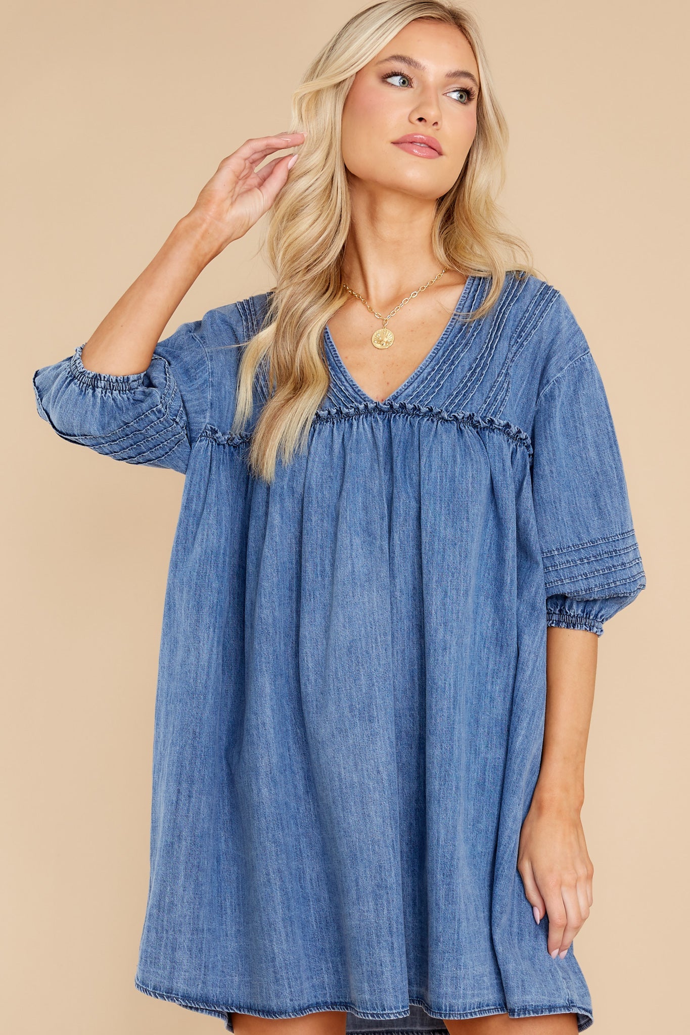 Alluring Joy Dark Chambray Dress