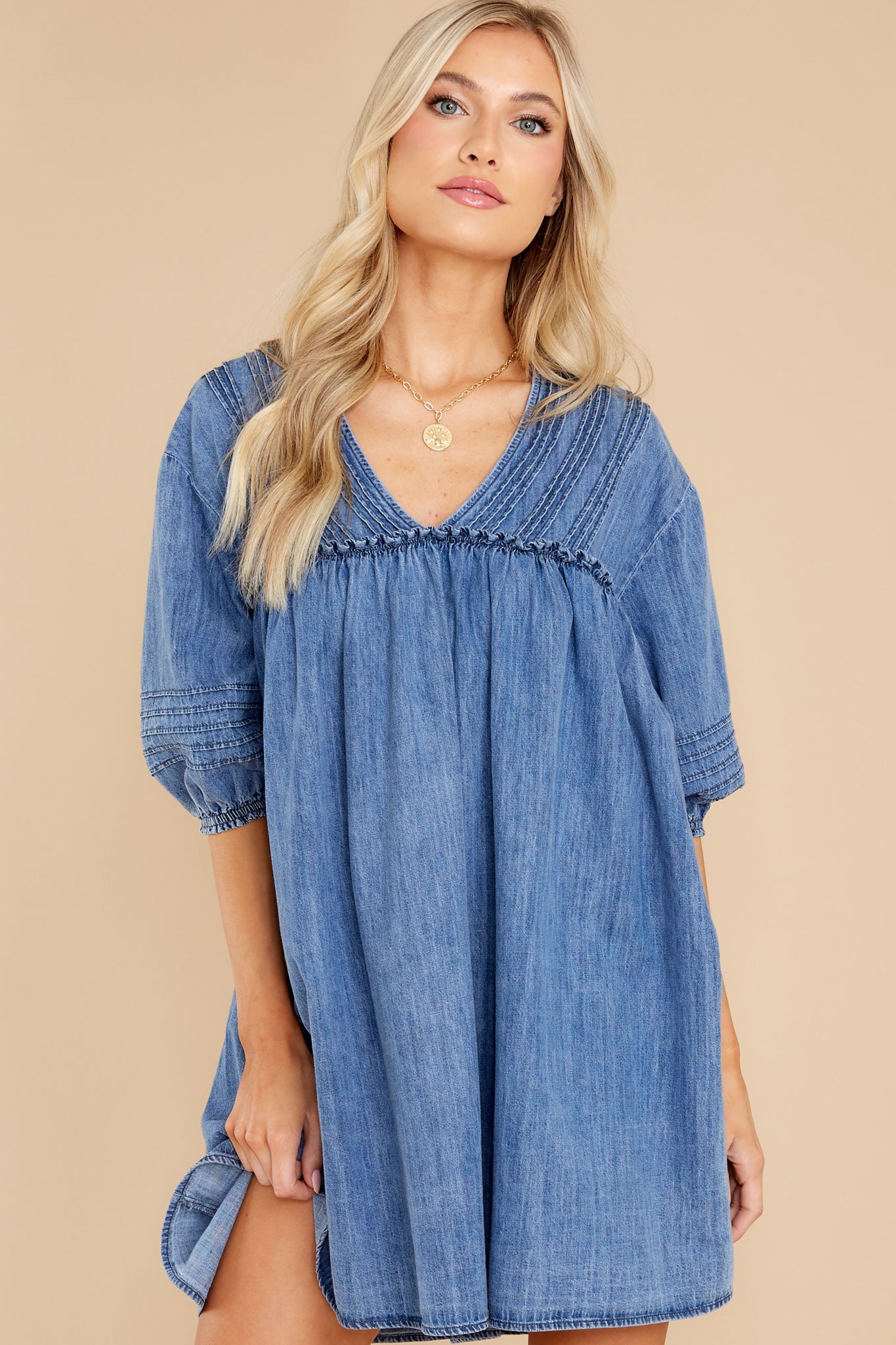 Alluring Joy Dark Chambray Dress