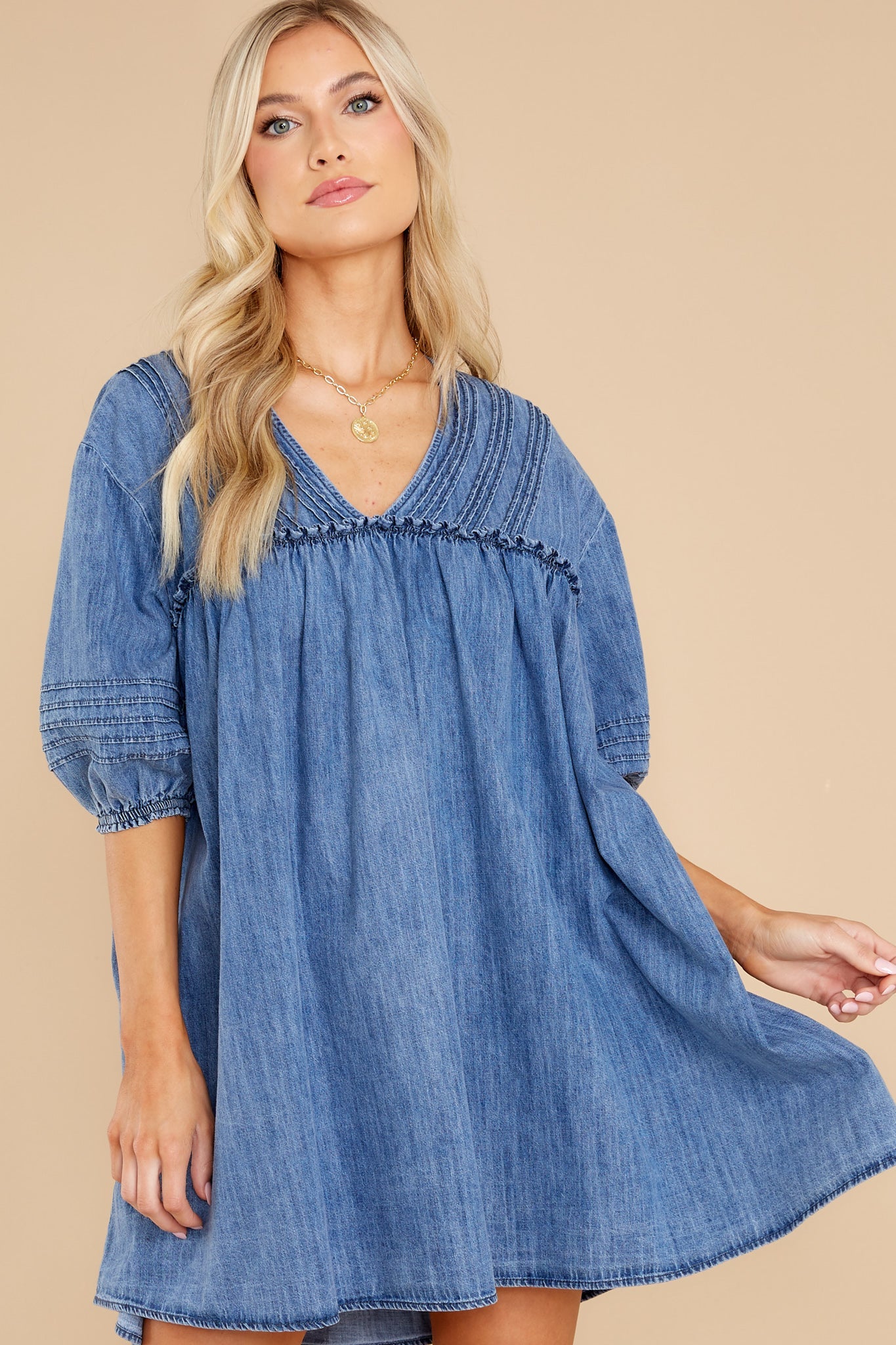 Alluring Joy Dark Chambray Dress