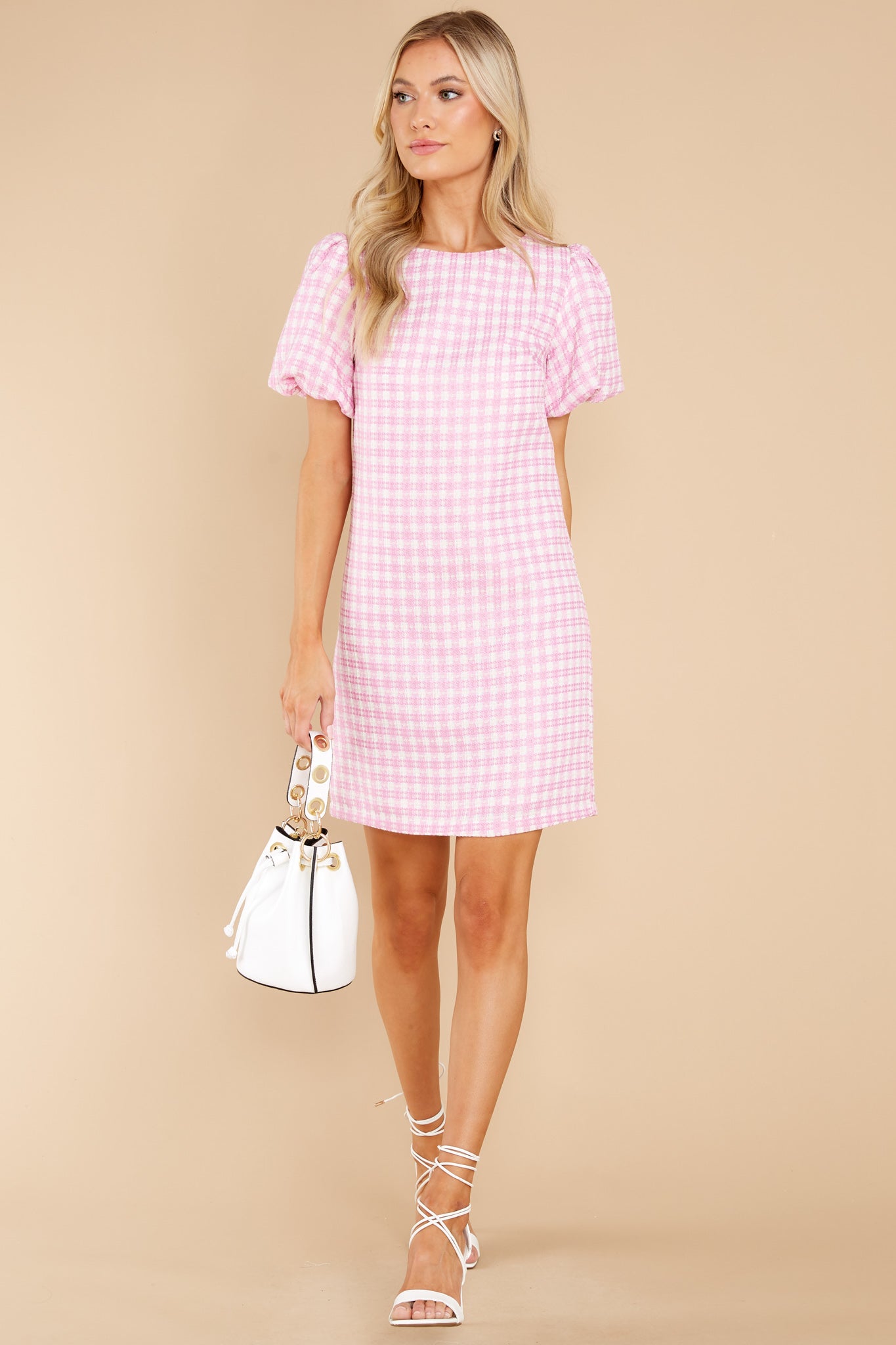 All The Sweetness Hot Pink Tweed Dress