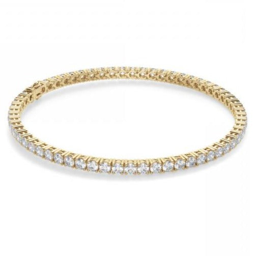 18k Yellow Gold Plate Tennis Bracelet 6 CTW Round Shape Created Moissanite