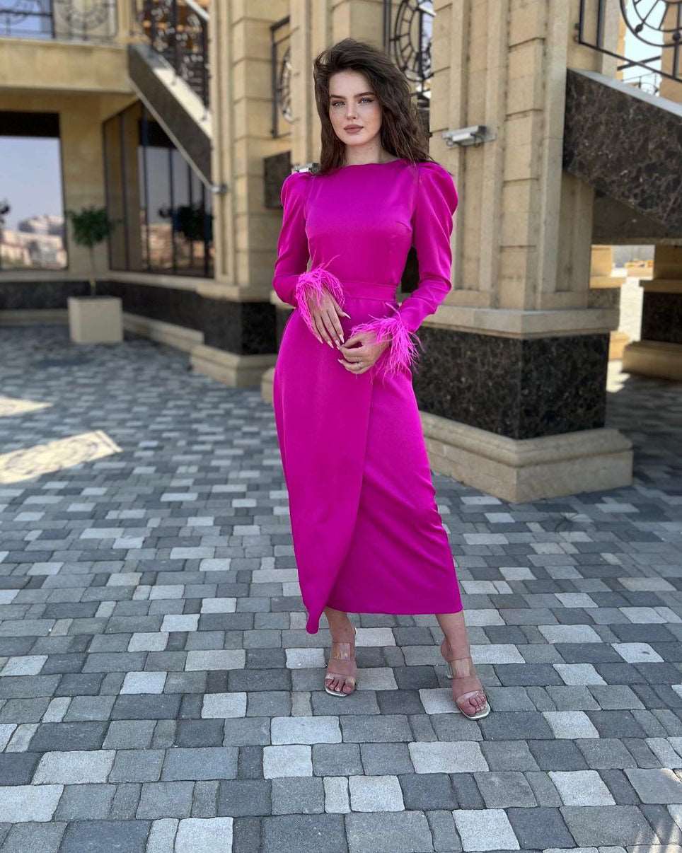 Frida Fuchsia Pink Mulberry Silk Midi Dress