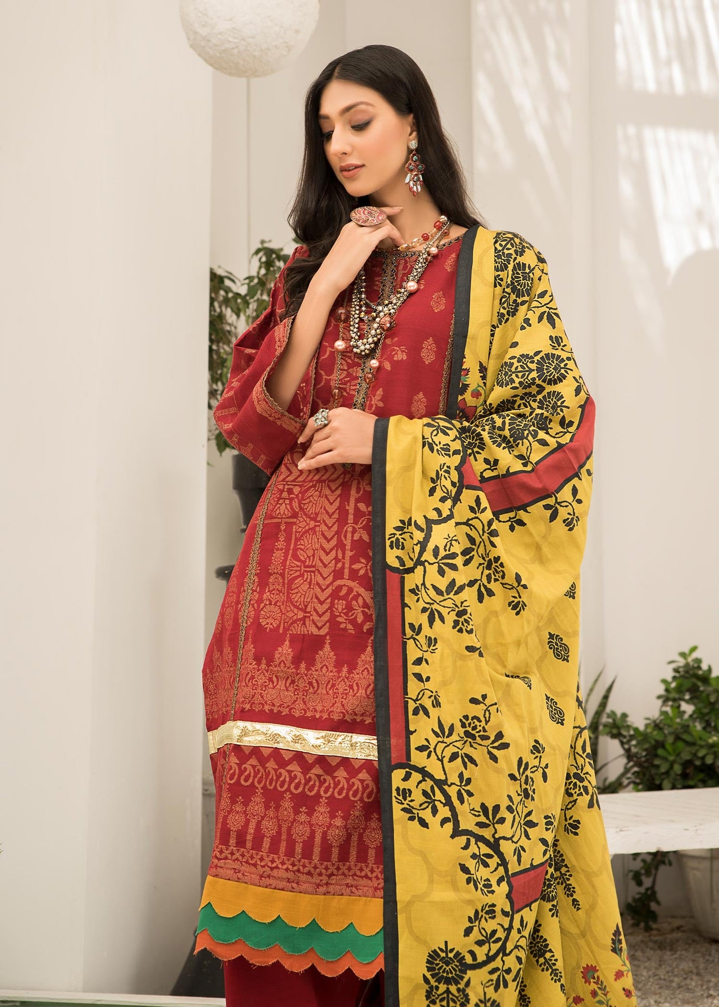 Jacquard - MAHAGONY Dyed Khaddar Jacquard
