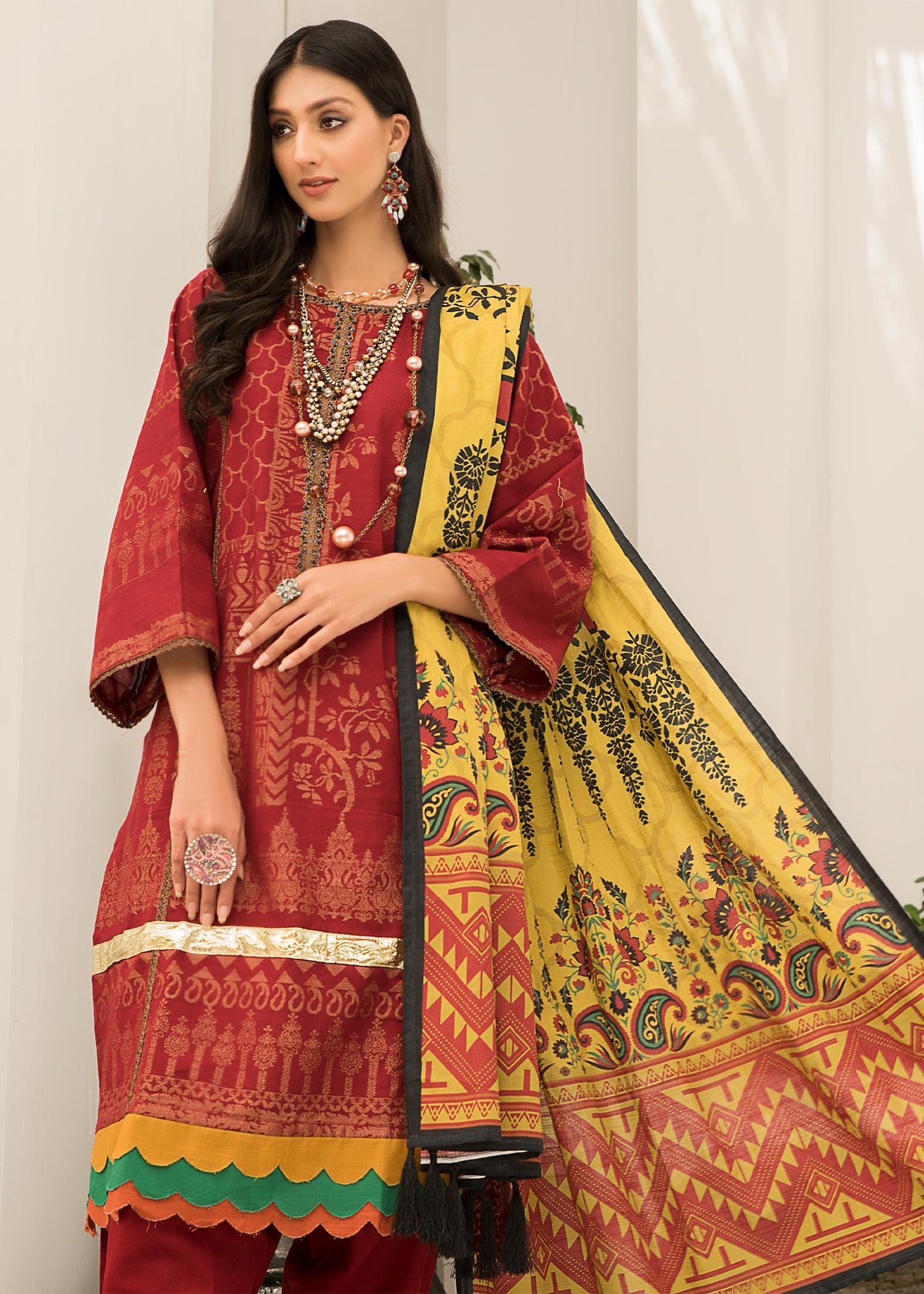 Jacquard - MAHAGONY Dyed Khaddar Jacquard