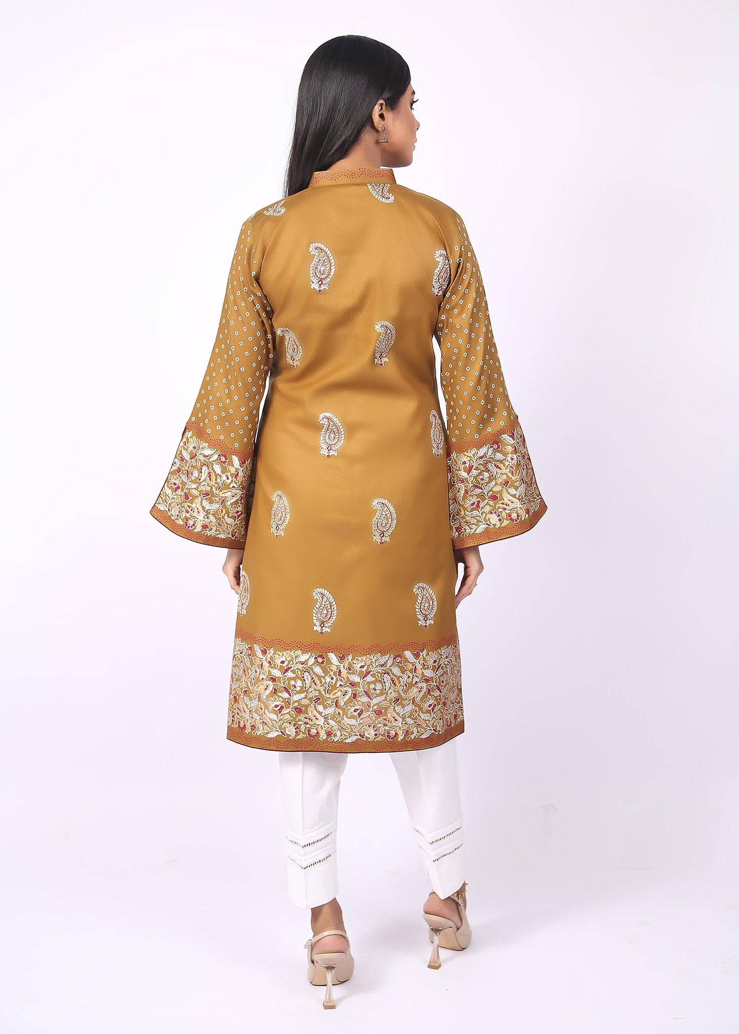 FashionPorters - Unstitched 3 Piece Block Printed Cotton Lawn Yellowish Green Suit SUS22-RY14