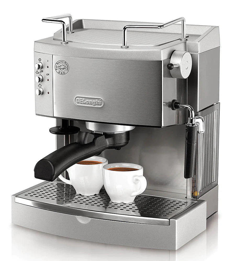 De'Longhi - Espresso Machine with 15 bars of pressure, Milk Frother and removable water tank - Stainless Steel