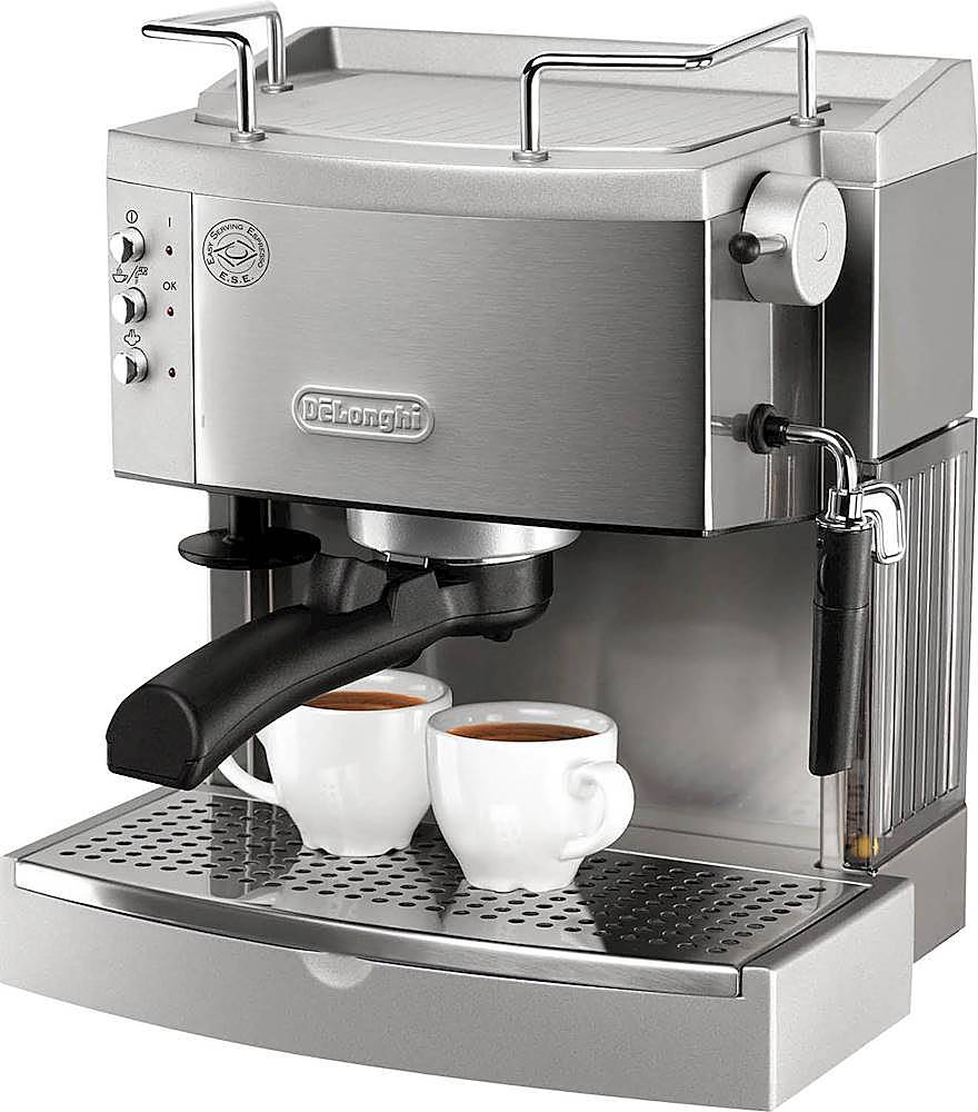 De'Longhi - Espresso Machine with 15 bars of pressure, Milk Frother and removable water tank - Stainless Steel
