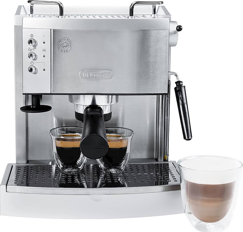 De'Longhi - Espresso Machine with 15 bars of pressure, Milk Frother and removable water tank - Stainless Steel