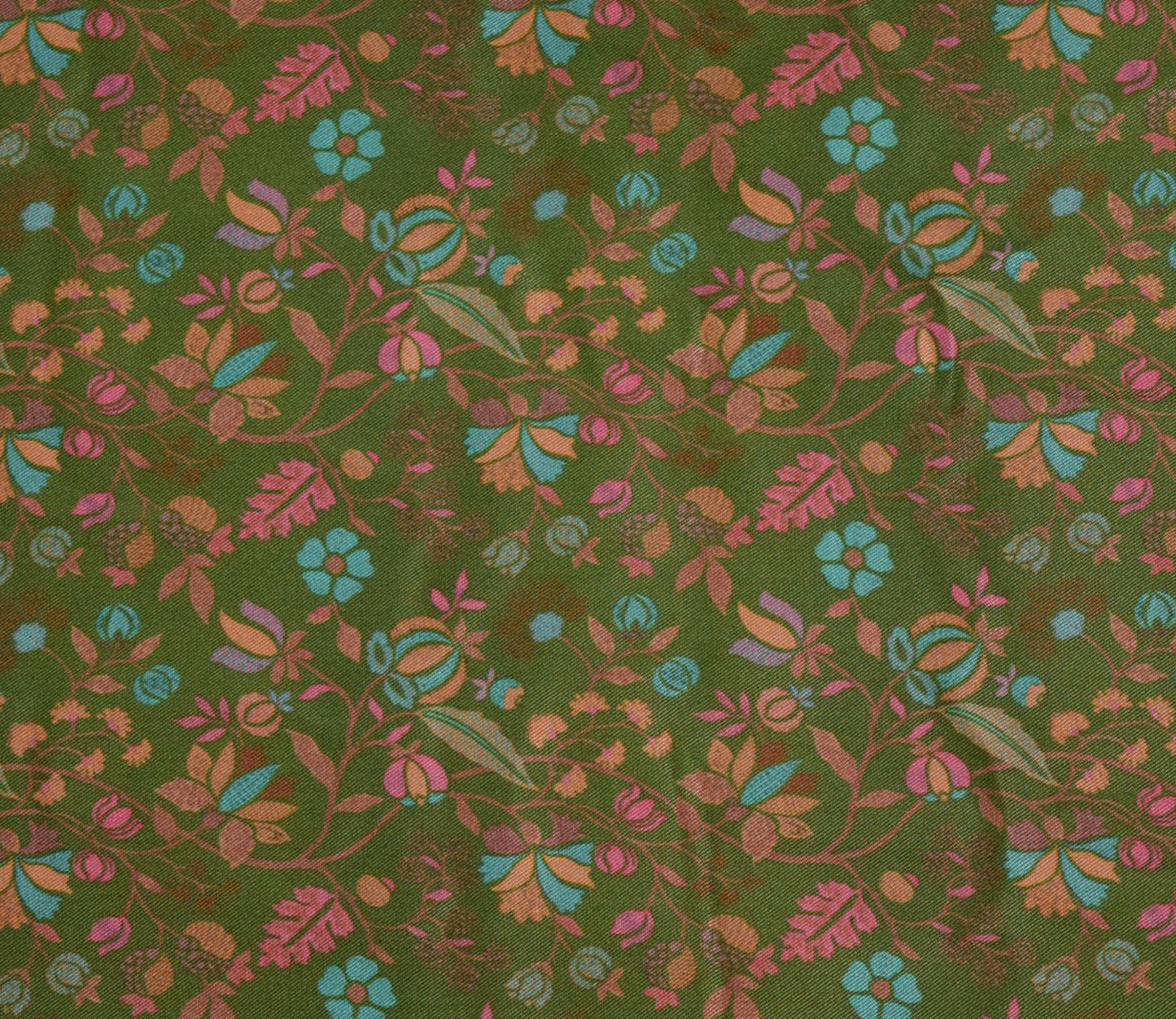 Leaf Pattern Digital Printed Pure Pashmina Fabric Available in Pink , Olive Green , Teal and Yellow