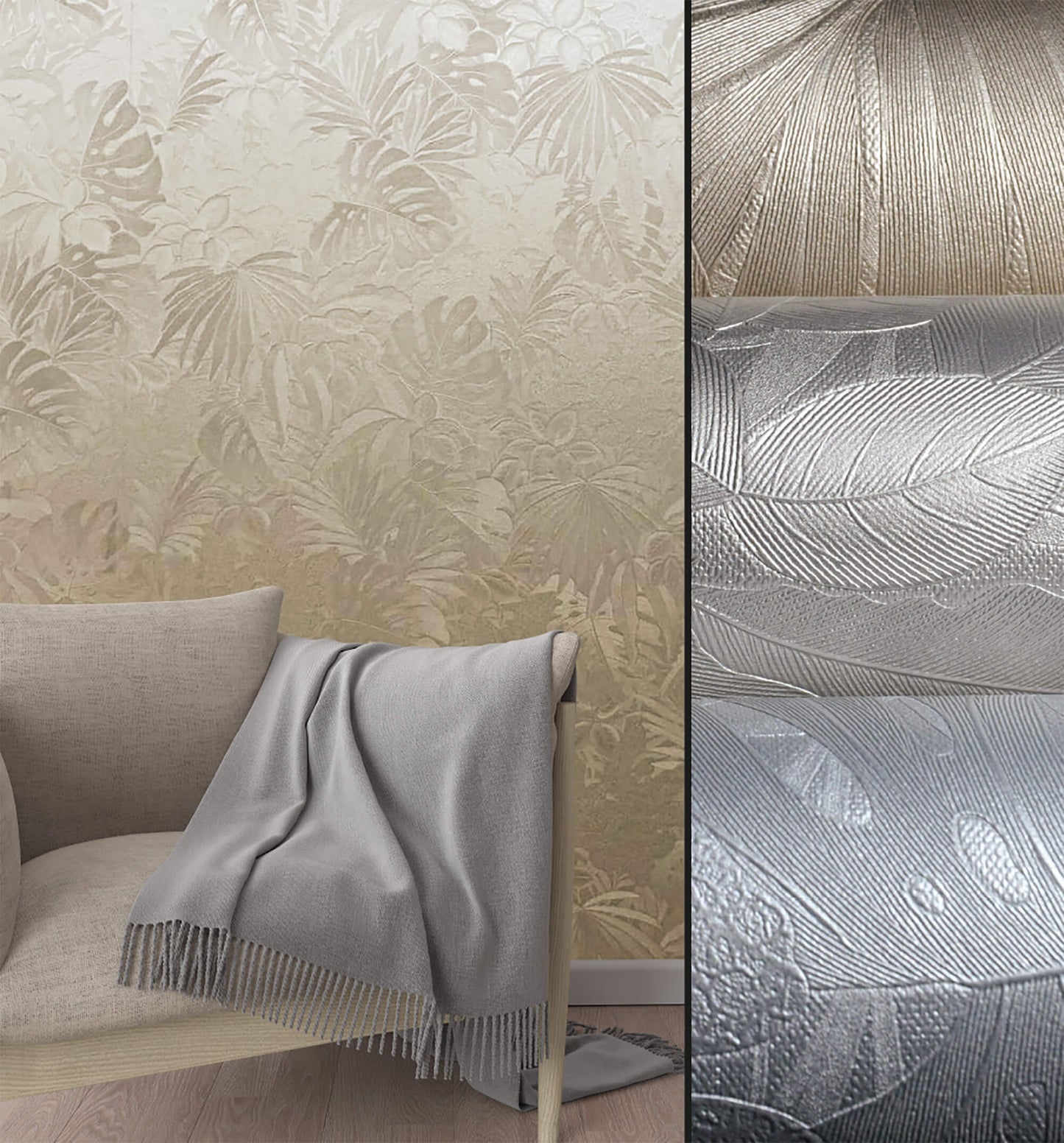 Metallic Jungle Leaves Gold Wallpaper from Eden Collection by Galerie Wallcoverings