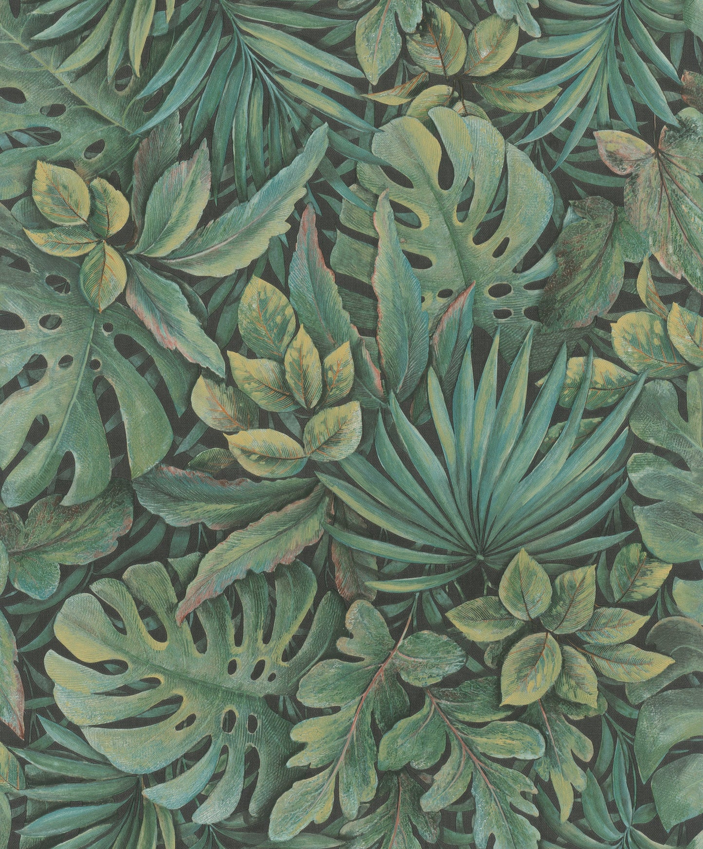 Jungle Leaves Green Wallpaper from Eden Collection by Galerie Wallcoverings