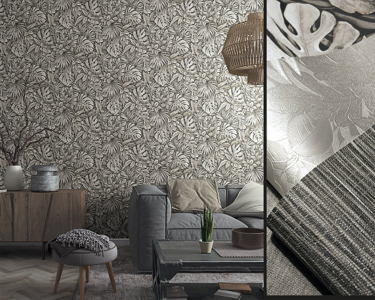 Jungle Leaves Brown Wallpaper from Eden Collection by Galerie Wallcoverings