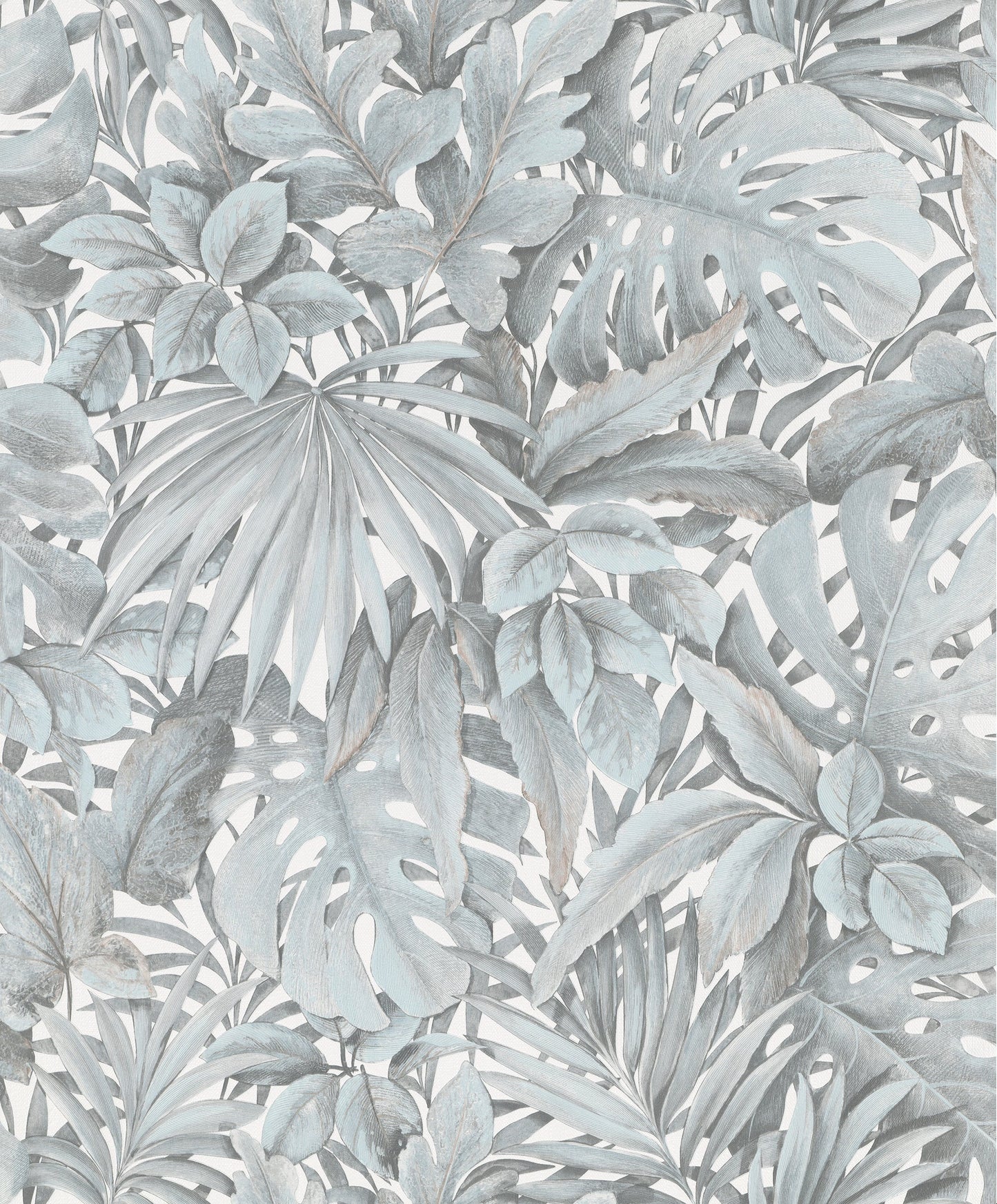 Jungle Leaves White/Green Wallpaper from Eden Collection by Galerie Wallcoverings