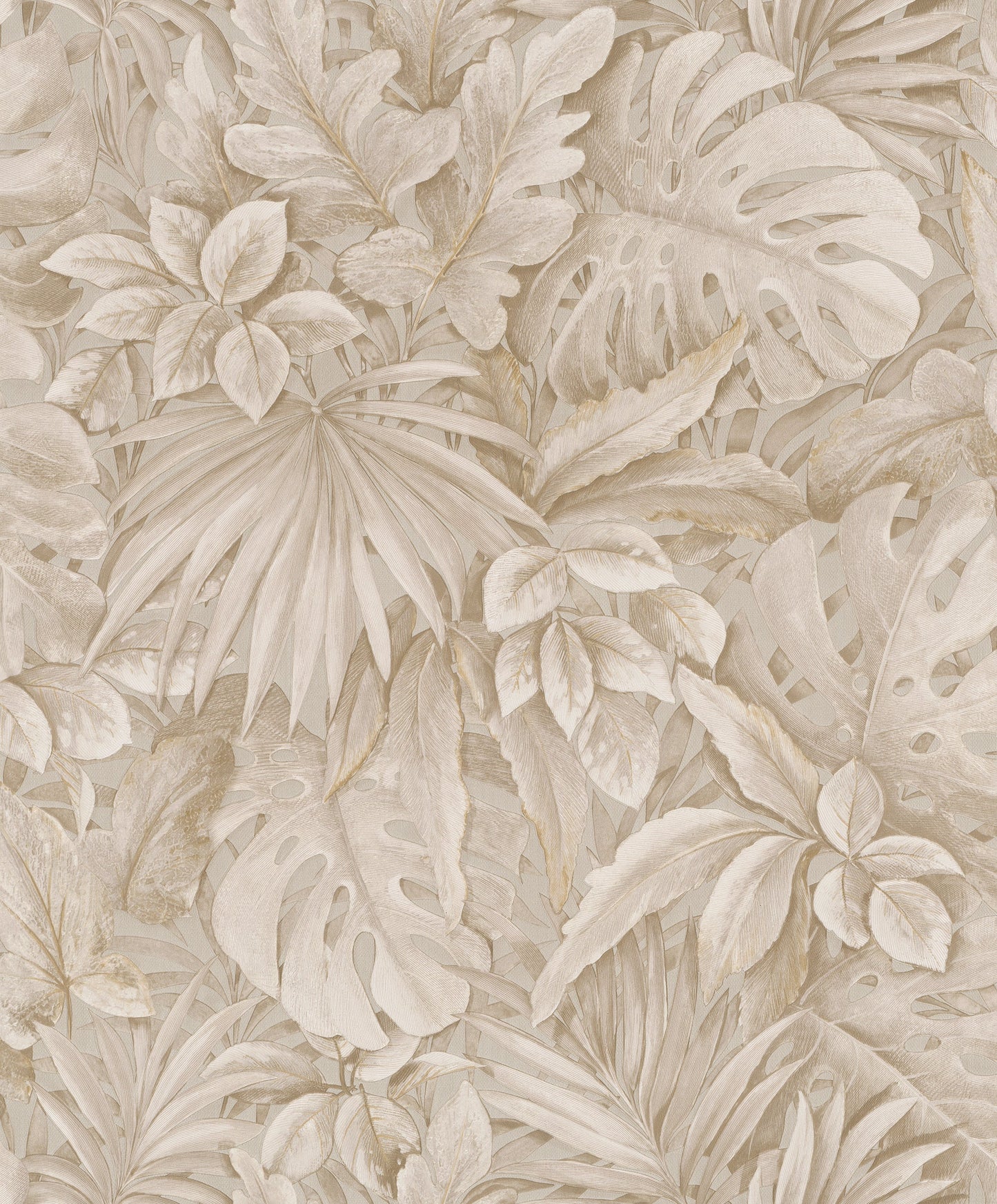 Jungle Leaves Beige Wallpaper from Eden Collection by Galerie Wallcoverings