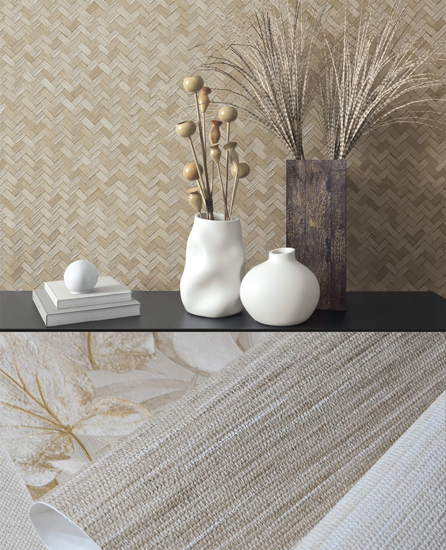 Rattan Beige Wallpaper from Eden Collection by Galerie Wallcoverings