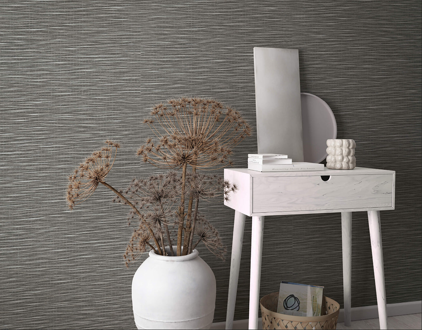 Weave Dark Brown Wallpaper from Eden Collection by Galerie Wallcoverings