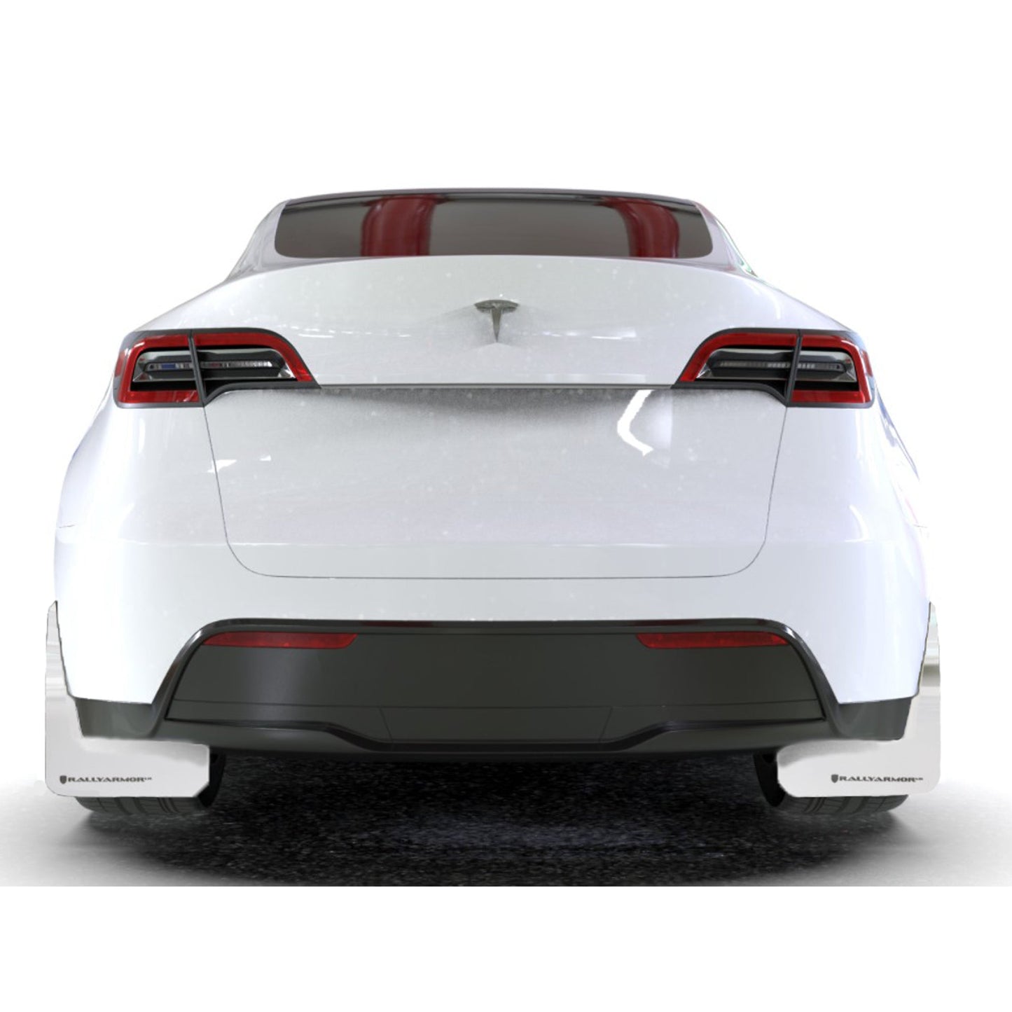 Rally Armor 20-21 Tesla Model Y UR White Mud Flap with Black Logo (ralMF72-UR-WH/BLK)