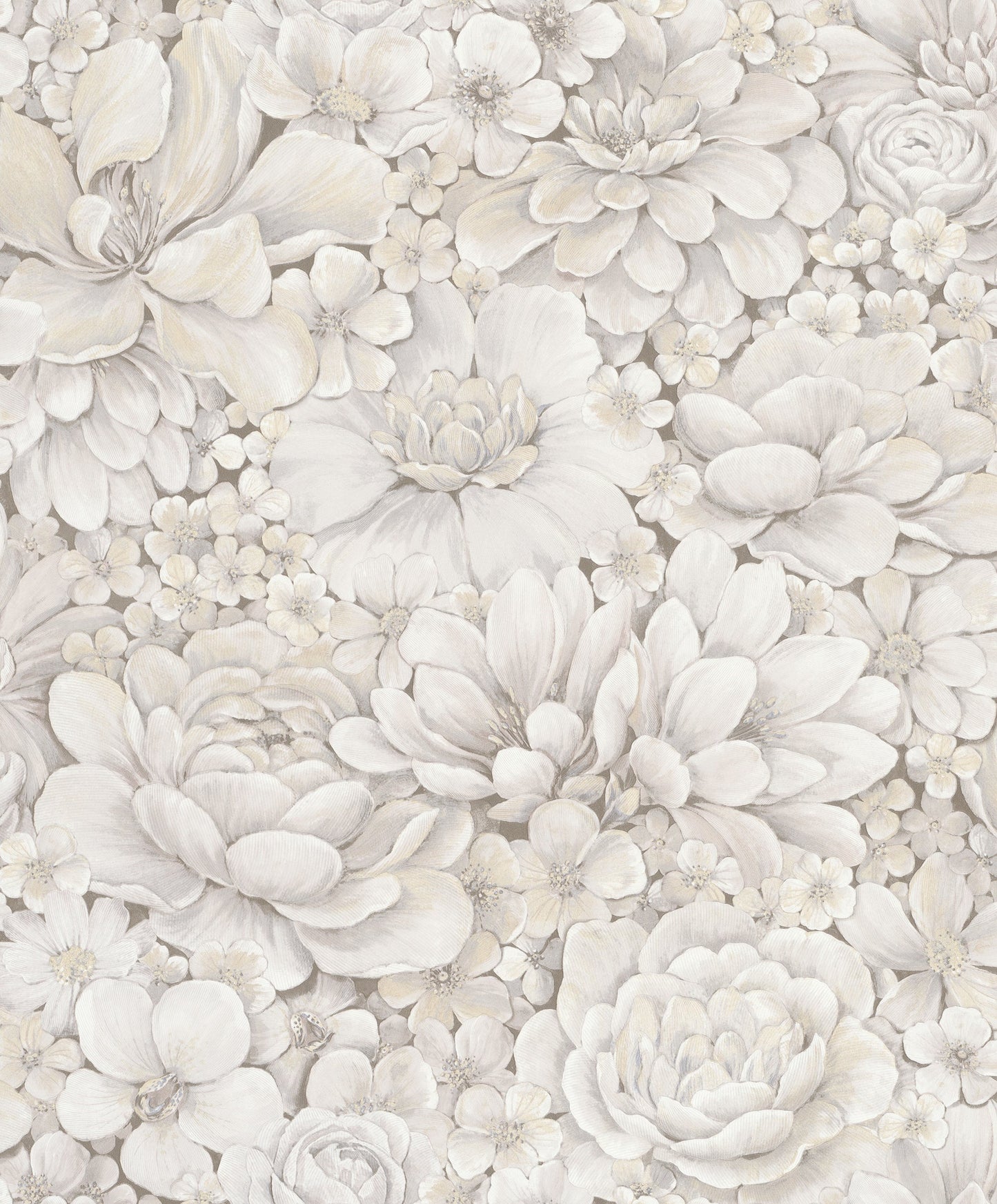 Sample Floral Texture Greige Wallpaper from Eden Collection by Galerie Wallcoverings