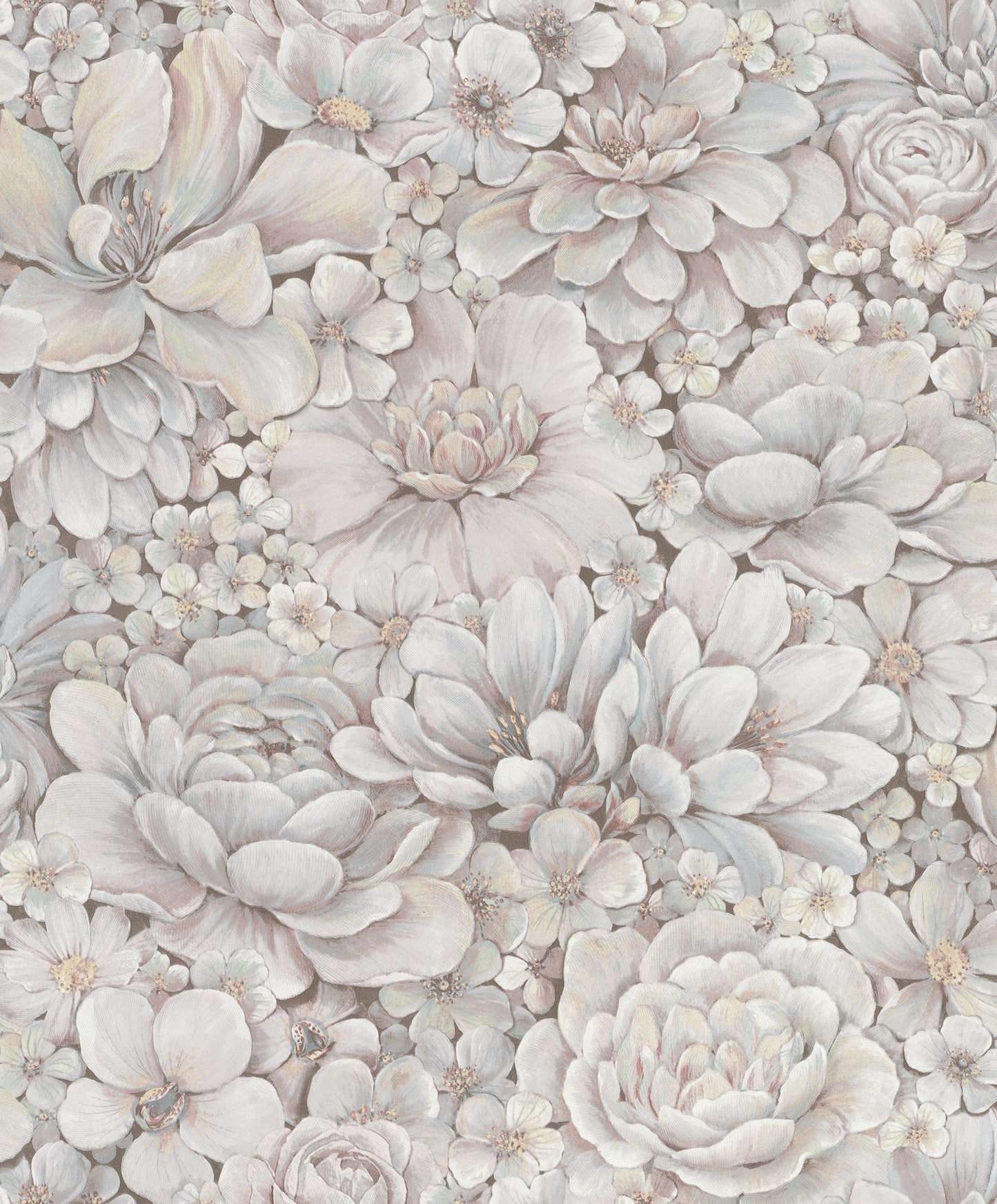 Floral Texture Pink/Grey Wallpaper from Eden Collection by Galerie Wallcoverings