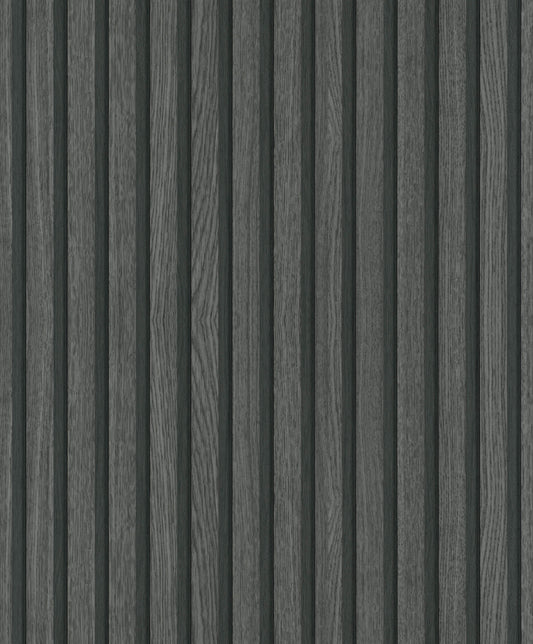 Wood Stripe Black/Anthracite Wallpaper from Eden Collection by Galerie Wallcoverings