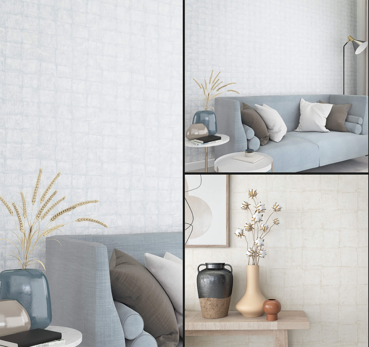 Tile Blue/Grey Wallpaper from Eden Collection by Galerie Wallcoverings