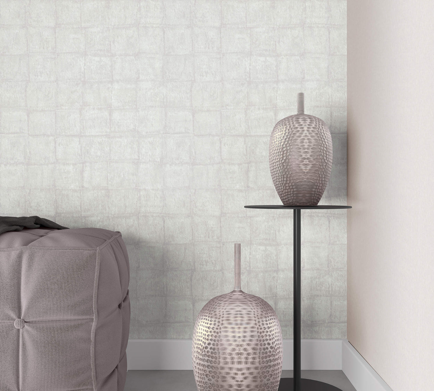 Tile Pink/Grey Wallpaper from Eden Collection by Galerie Wallcoverings