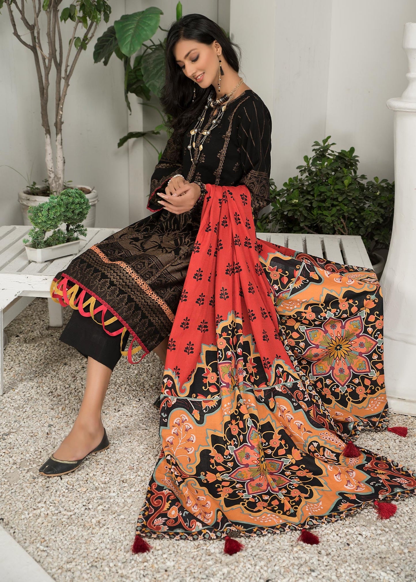 Jacquard - BLACK WAVE  Dyed Khaddar Jacquard