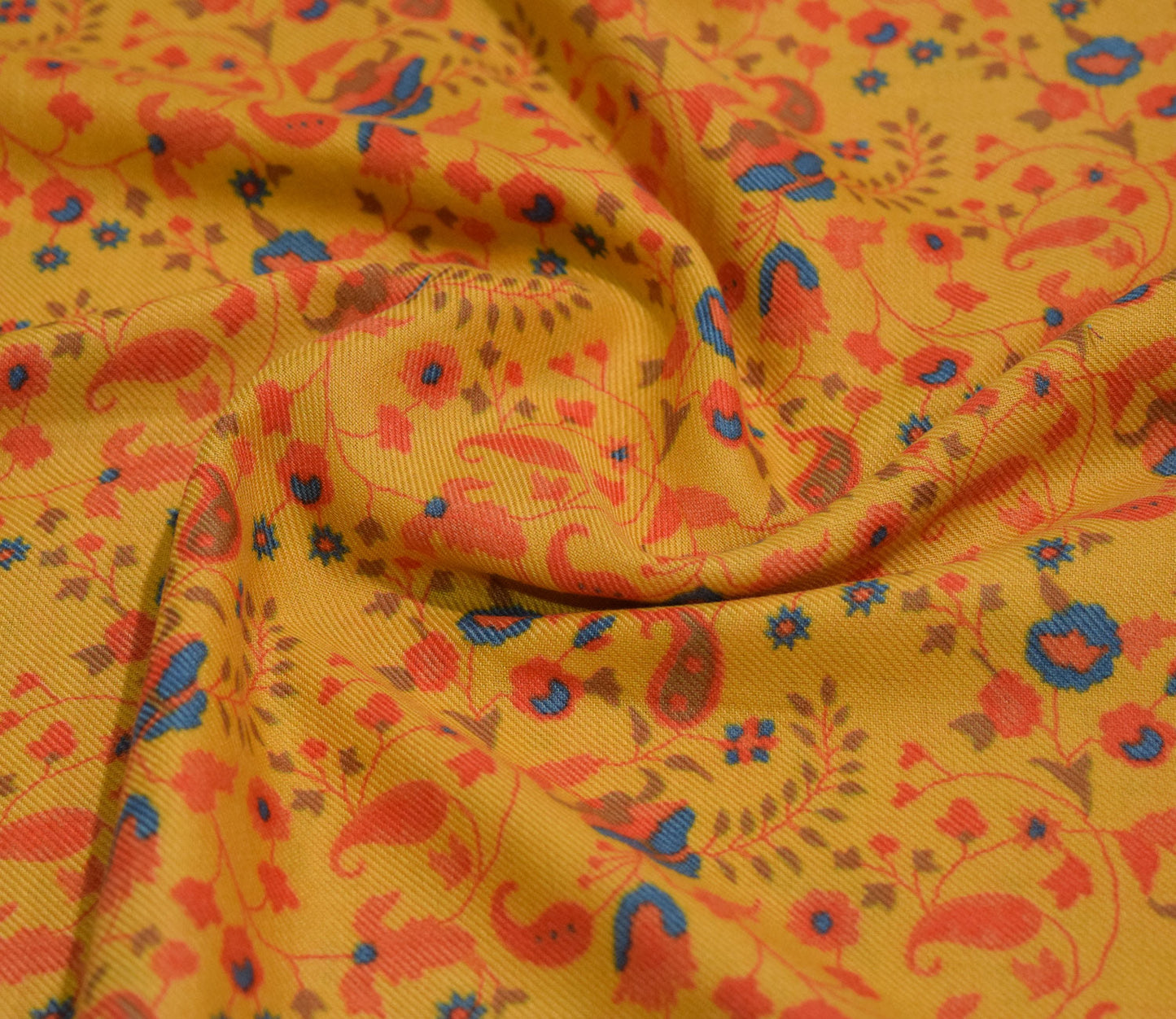 Paisley Pattern Digital Printed Pure Pashmina Fabric Available in Teal , Grey , Mustard and Pink