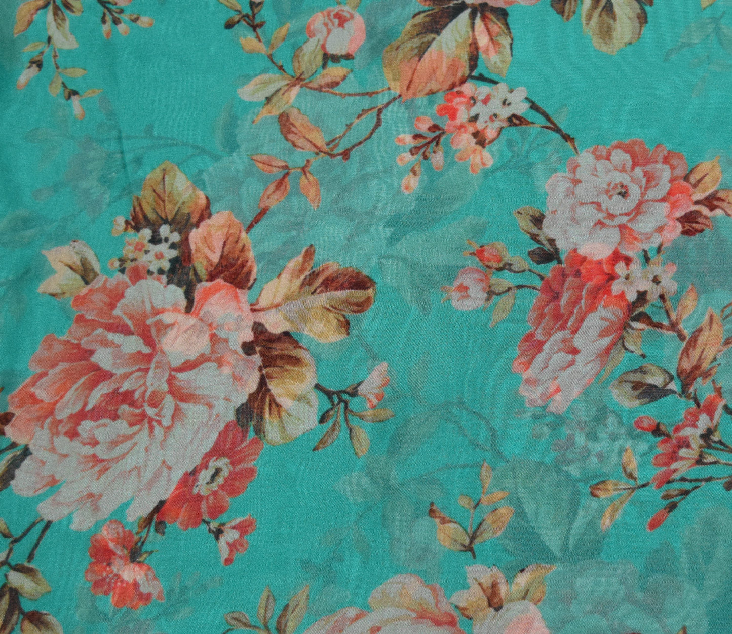 Floral Digital Printed Organza Fabric Available in Yellow and Teal Blue