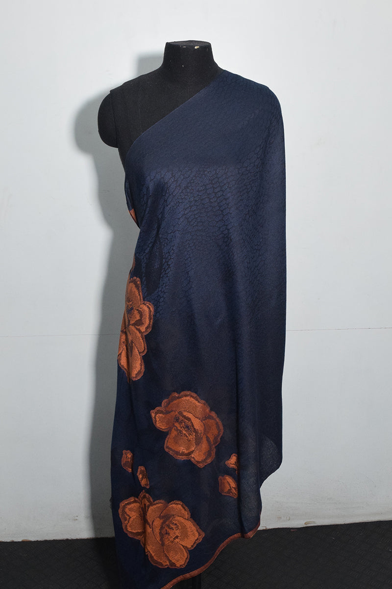 Pashmina Woven Jacquard Shawl Available In Grey, Navy Blue, Red And Navy Blue