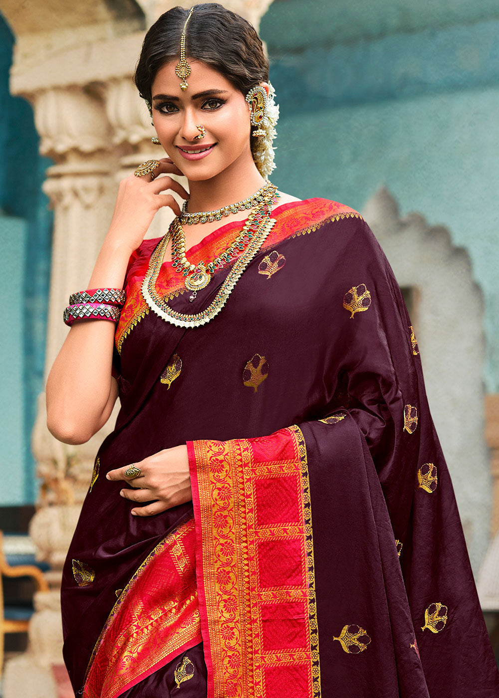 Umber Brown Zari Woven Kanjivaram Silk Saree