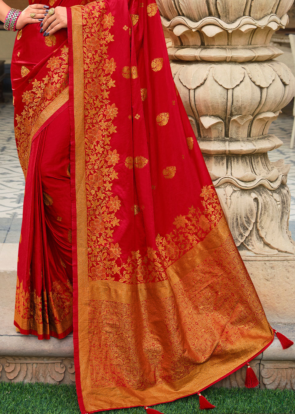 Bridal Red Zari Woven Kanjivaram Silk Saree