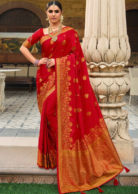 Bridal Red Zari Woven Kanjivaram Silk Saree