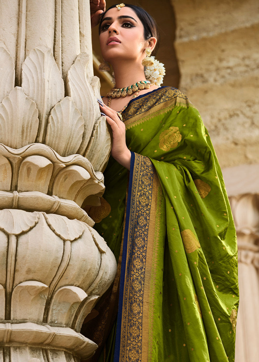 Pear Green Zari Woven Kanjivaram Silk Saree