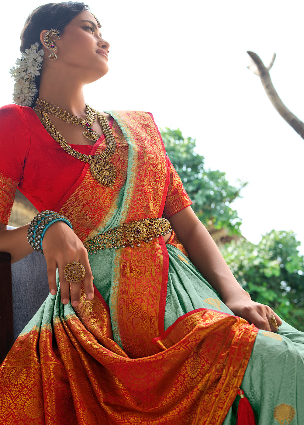 Light Pistachio Green Zari Woven Kanjivaram Silk Saree