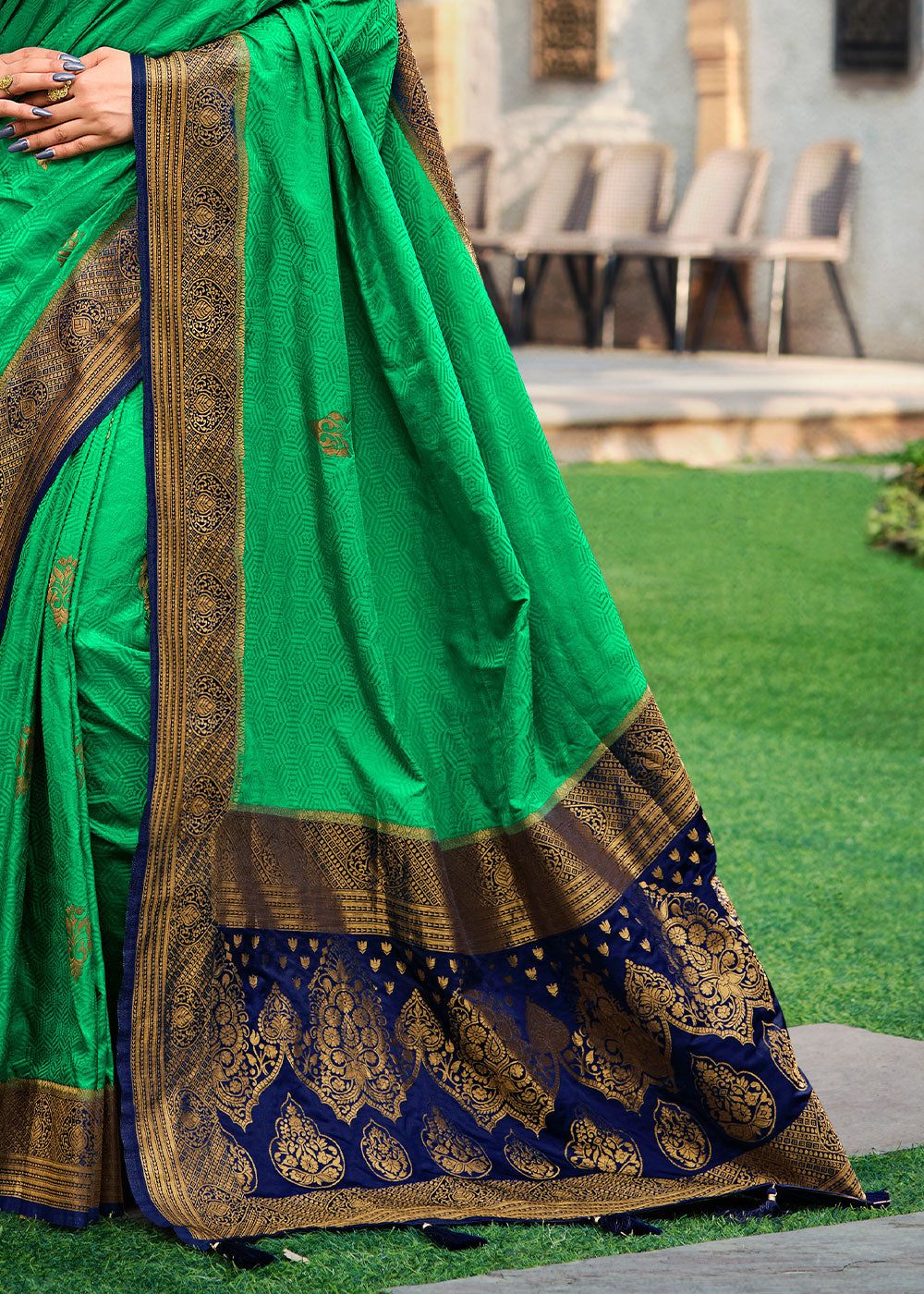 Sea Green Zari Woven Kanjivaram Silk Saree