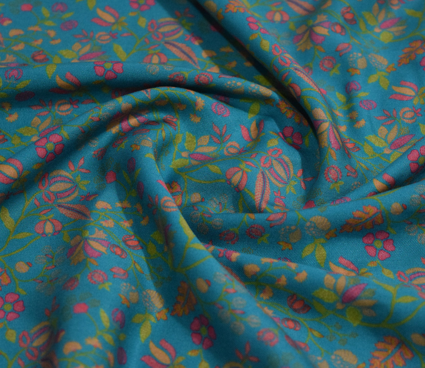 Leaf Pattern Digital Printed Pure Pashmina Fabric Available in Pink , Olive Green , Teal and Yellow