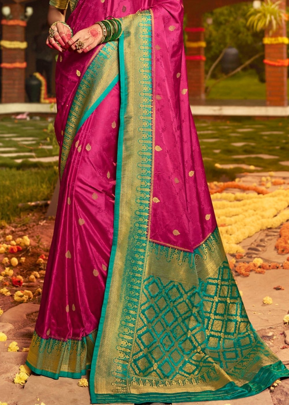 Magenta Pink Zari Woven Kanjivaram Silk Saree:Wedding Edition