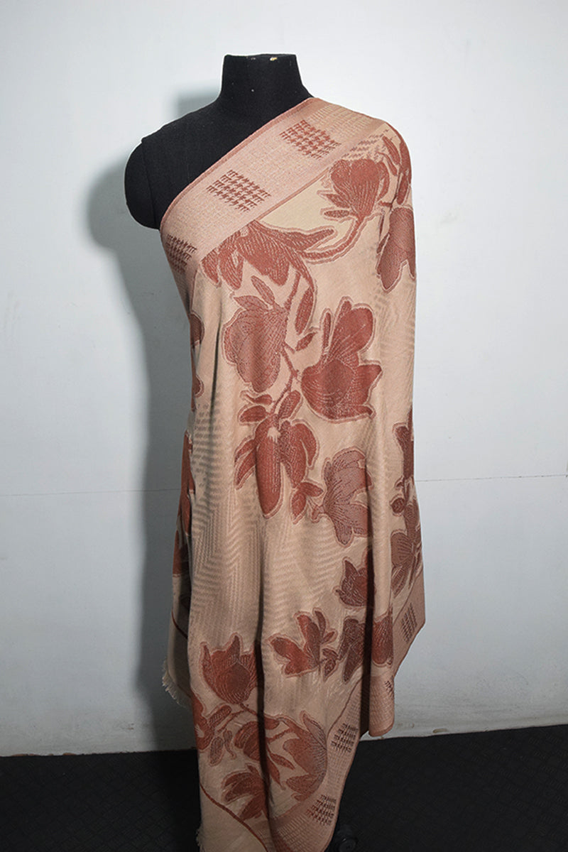 Pashmina Woven Jacquard Shawl Available In Grey, Navy Blue, Beige And Red