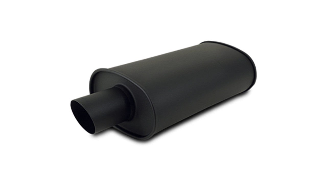 Vibrant StreetPower FLAT BLACK Oval Muffler with Single 3in Outlet - 2.5in inlet I.D. (vib1146)
