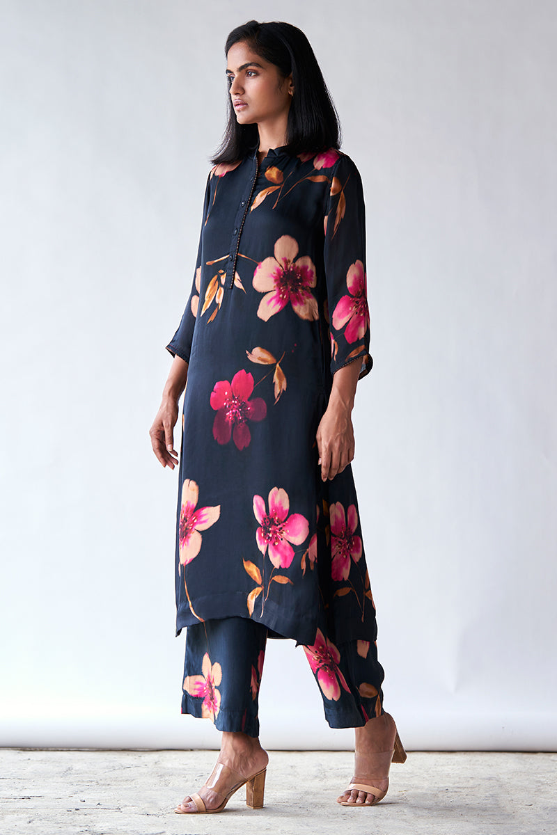 Black Bemberg Silk Co-ord Set