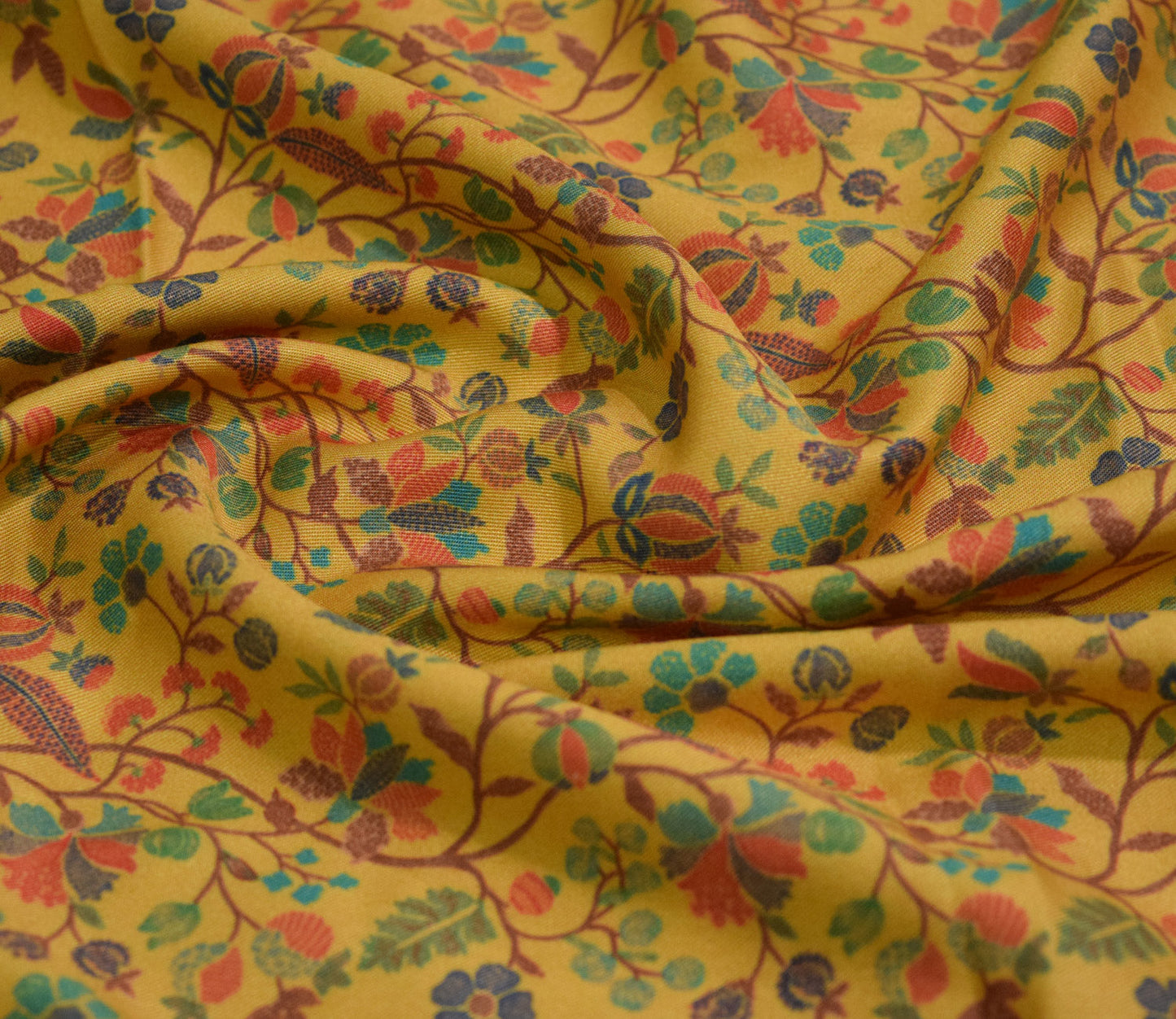 Leaf Pattern Digital Printed Pure Pashmina Fabric Available in Pink , Olive Green , Teal and Yellow