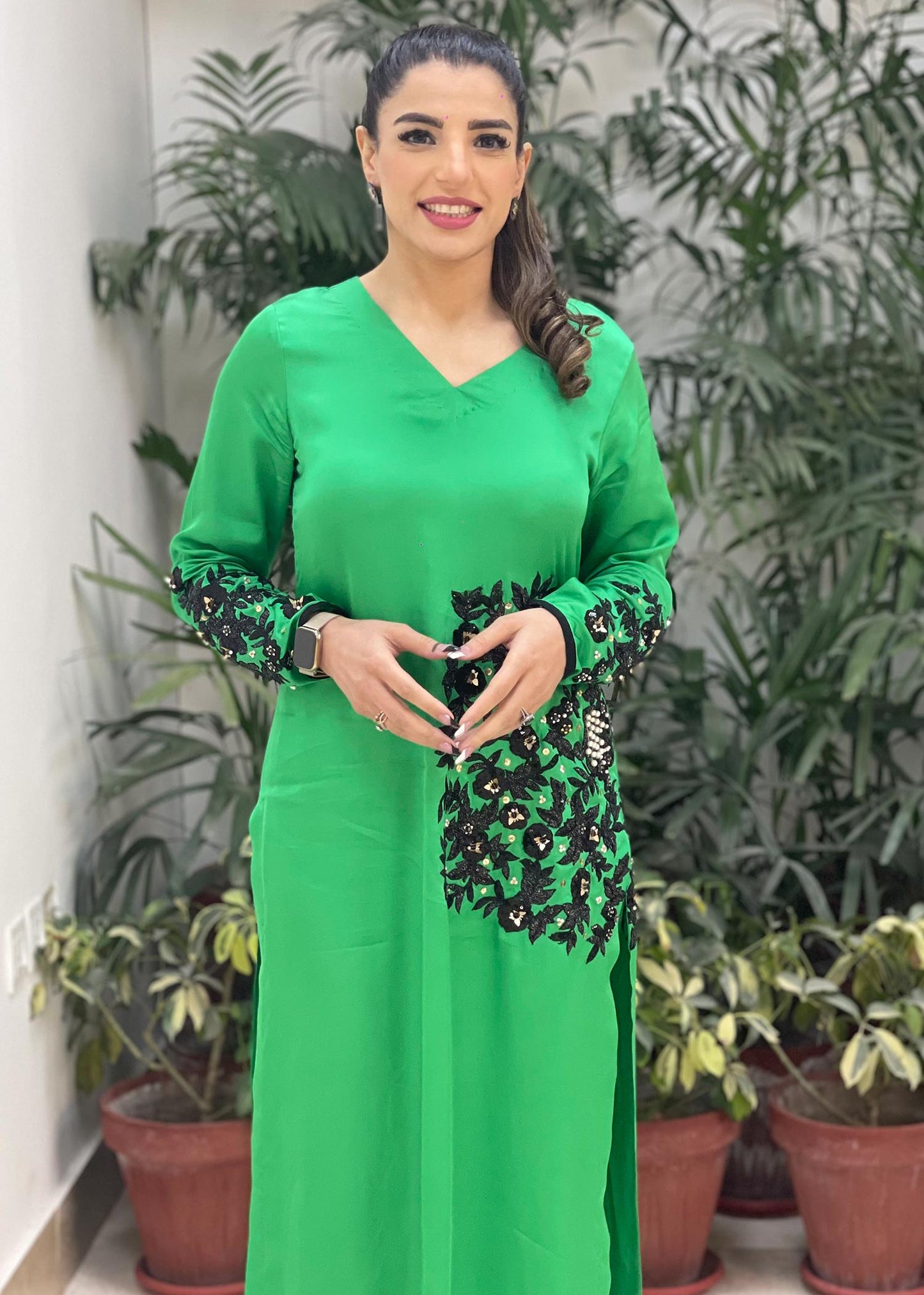 Ainee Faisal - Green Silk Circles - AF 343