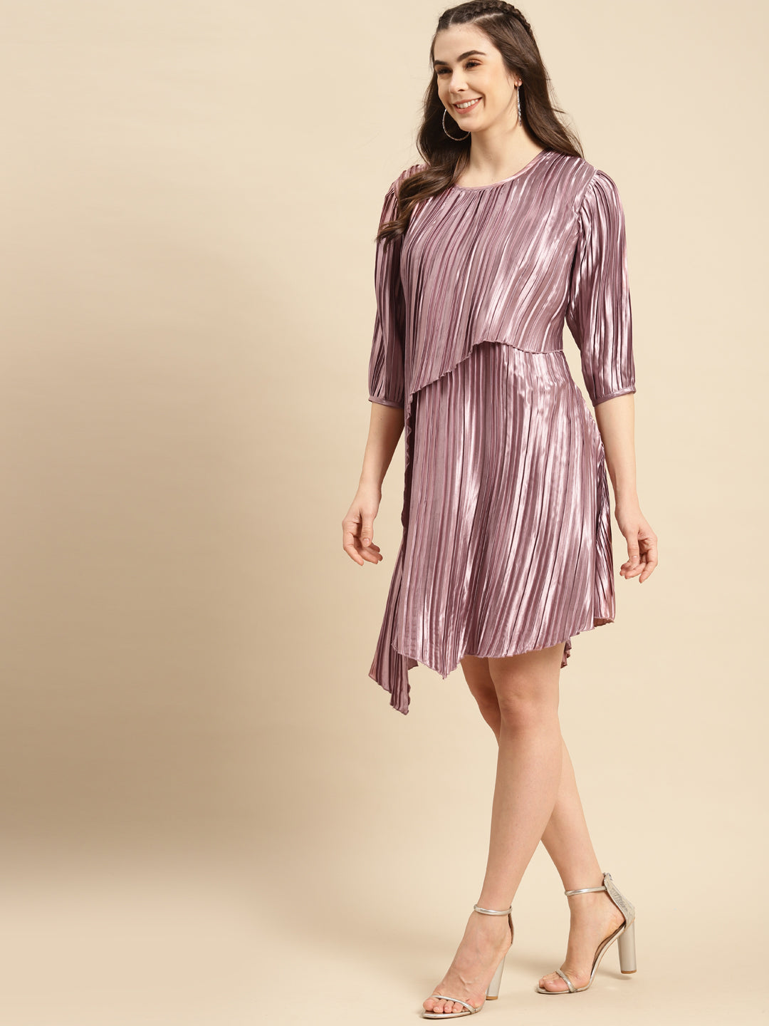 Flared asymmetric overlap dress